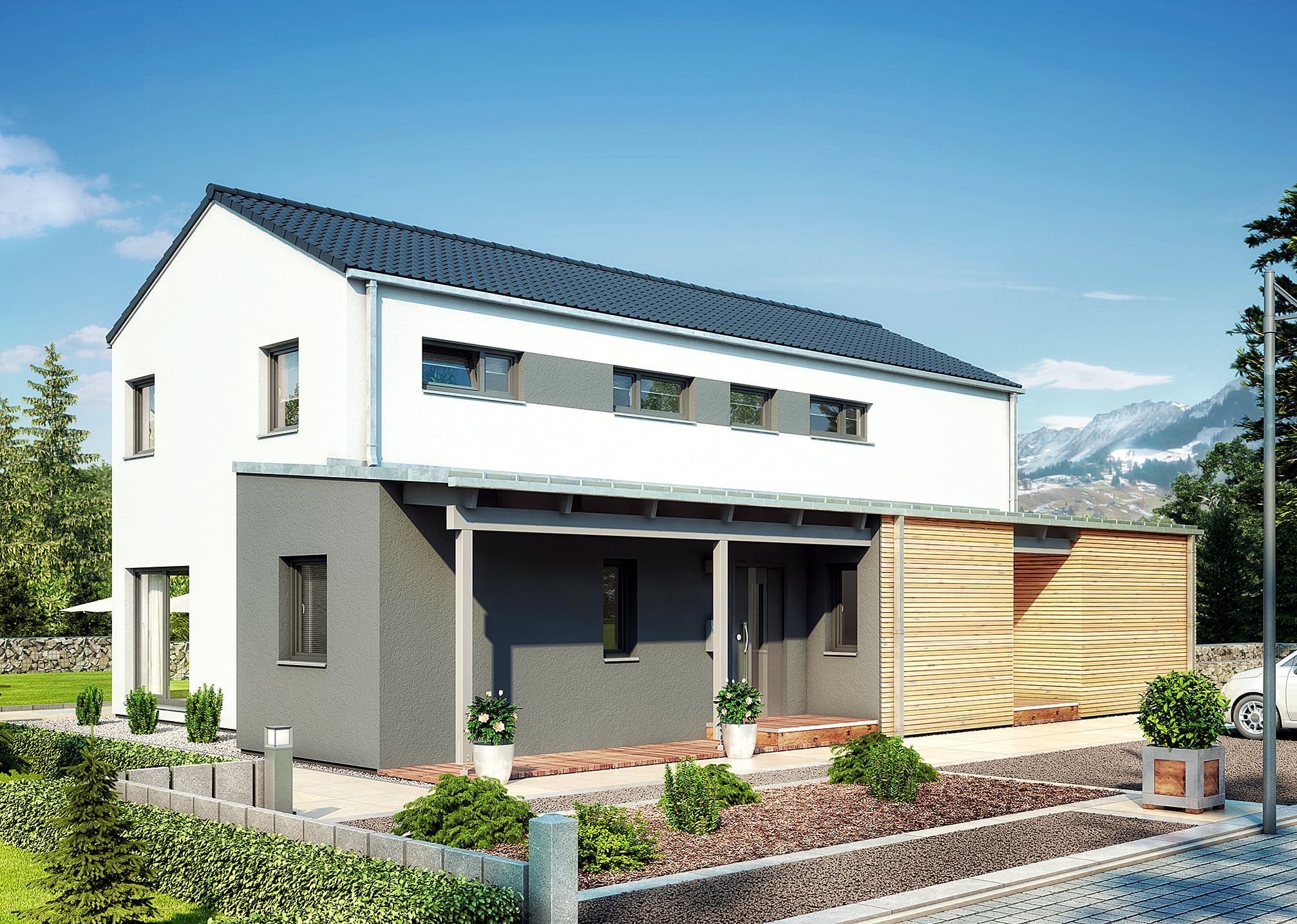 Fertighaus Duo 211 von Hanse Haus Schlüsselfertig ab 602963€, Satteldach-Klassiker Außenansicht 1