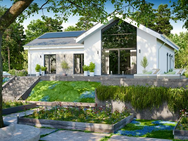 Massivhaus Bungalow 330 von BRALE Bau, Bungalow Außenansicht 1