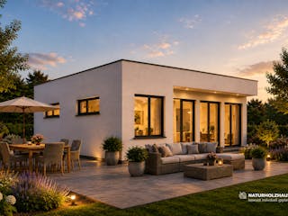 Fertighaus Einfamilienhaus Premium 88 FD von Naturholzhaus Bayern, Bungalow Außenansicht 1