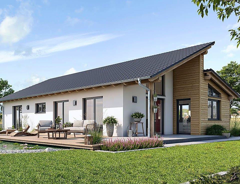 Fertighaus BUNGALOW P84-166 von EBH Haus Schlüsselfertig ab 265900€, Bungalow Außenansicht 1