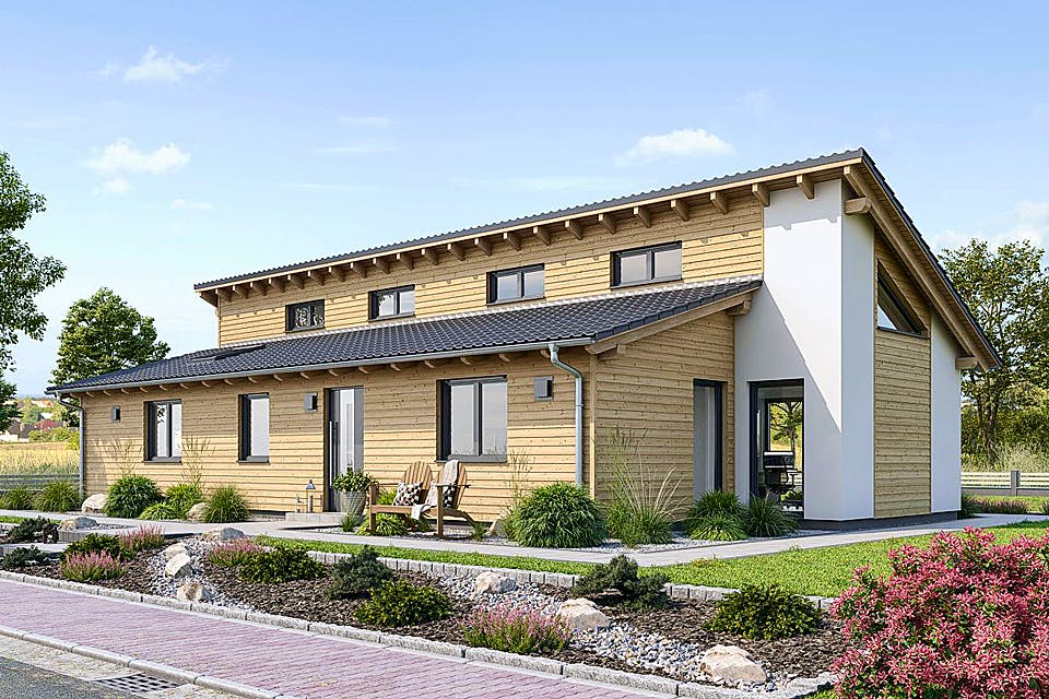 Fertighaus BUNGALOW P84-166 von EBH Haus Schlüsselfertig ab 265900€, Bungalow Außenansicht 2