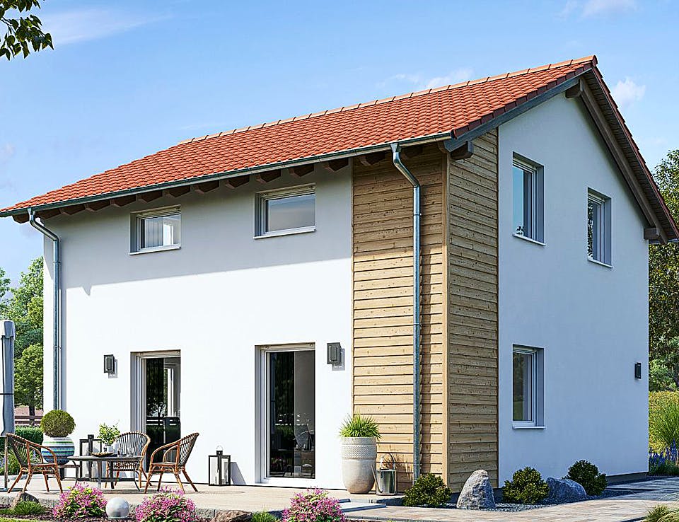 Fertighaus Einfamilienhaus R82-82 von EBH Haus Schlüsselfertig ab 231100€, Satteldach-Klassiker Außenansicht 1