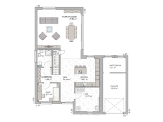 Massivhaus Bauhaus-Modern Classic 185 von ECO System HAUS Schlüsselfertig ab 513400€, Cubushaus Grundriss 1