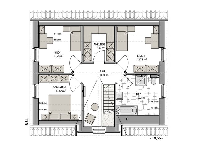 Massivhaus Friesenhaus 140 von ECO System HAUS, Satteldach-Klassiker Grundriss 2