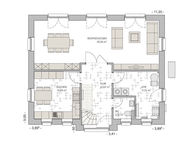 Massivhaus Friesenhaus 160 von ECO System HAUS Schlüsselfertig ab 335800€, Satteldach-Klassiker Grundriss 1