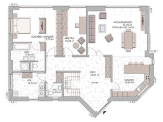 Massivhaus Pultdachhaus 220 von ECO System HAUS Schlüsselfertig ab 458000€, Pultdachhaus Grundriss 1