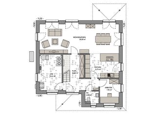 Massivhaus Stadtvilla 160 III von ECO System HAUS Schlüsselfertig ab 394900€, Stadtvilla Grundriss 1