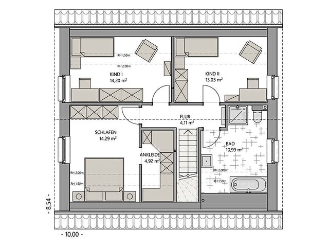 Massivhaus Vario-Haus 130 von ECO System HAUS, Satteldach-Klassiker Grundriss 2