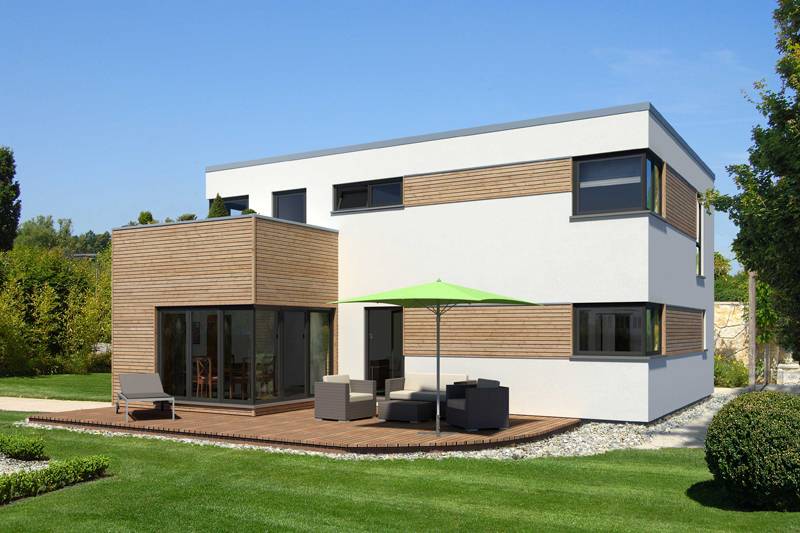 Fertighaus Edition Holz 65 von Meisterstück-HAUS, Cubushaus Außenansicht 1