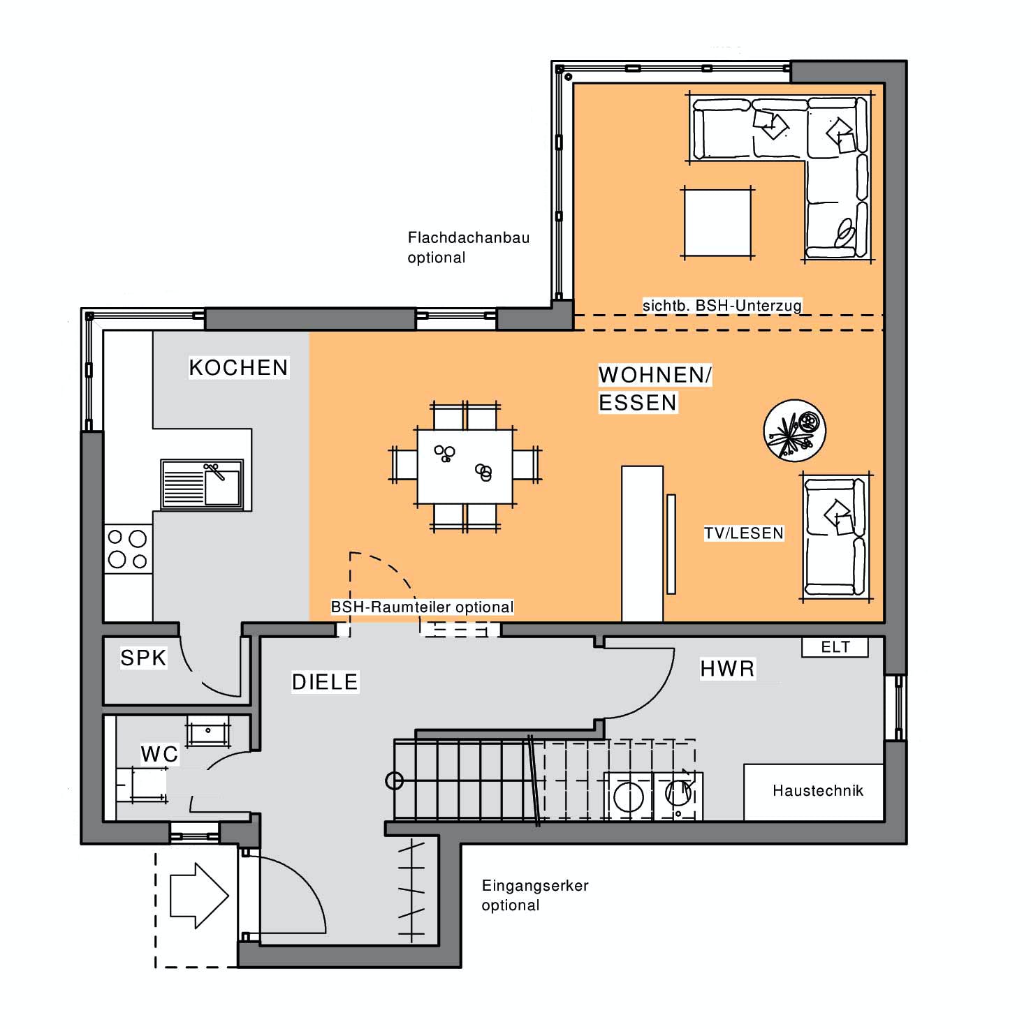 Fertighaus Edition Holz 65 von Meisterstück-HAUS, Cubushaus Grundriss 2