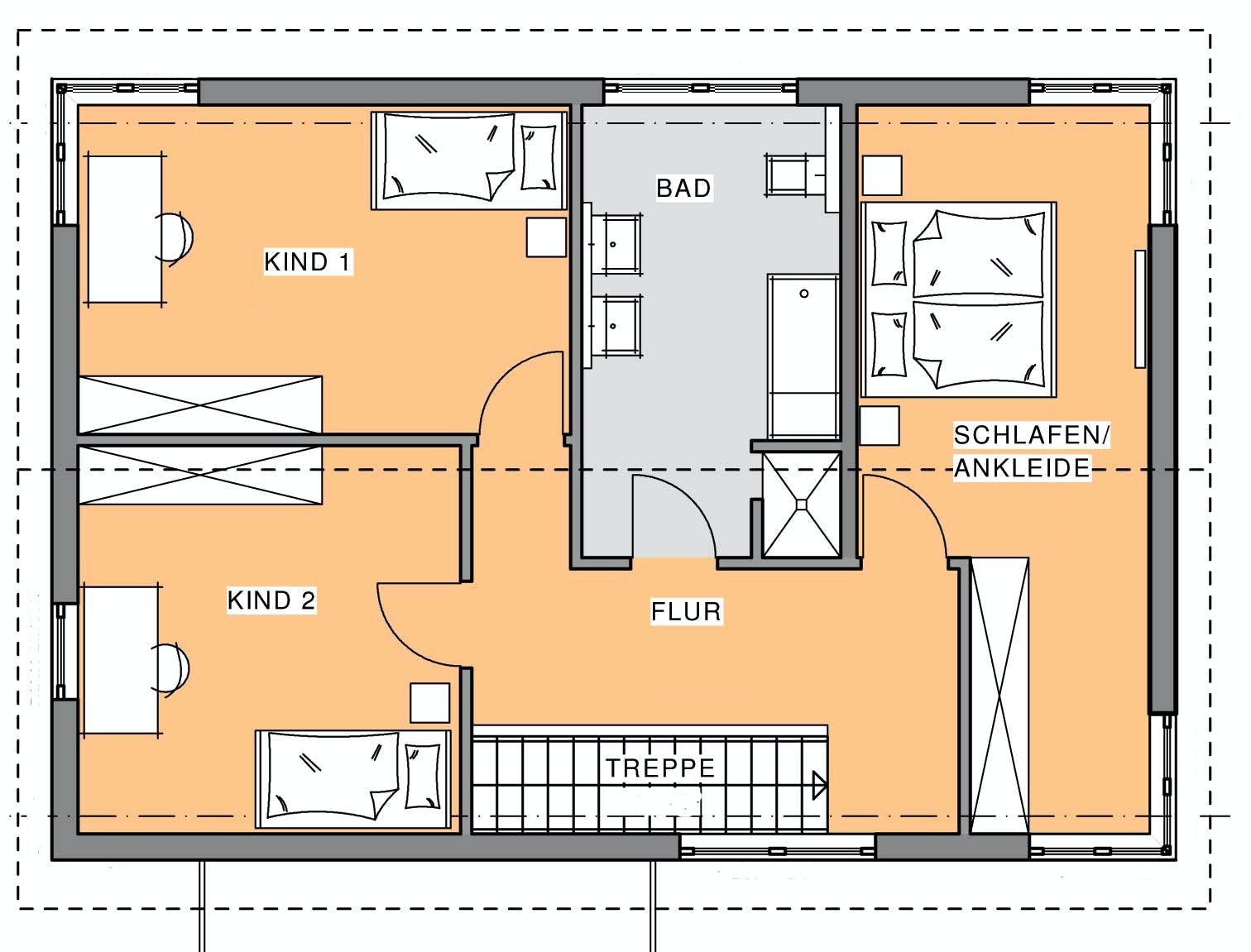Fertighaus Edition Holz 92 von Meisterstück-HAUS, Satteldach-Klassiker Grundriss 2