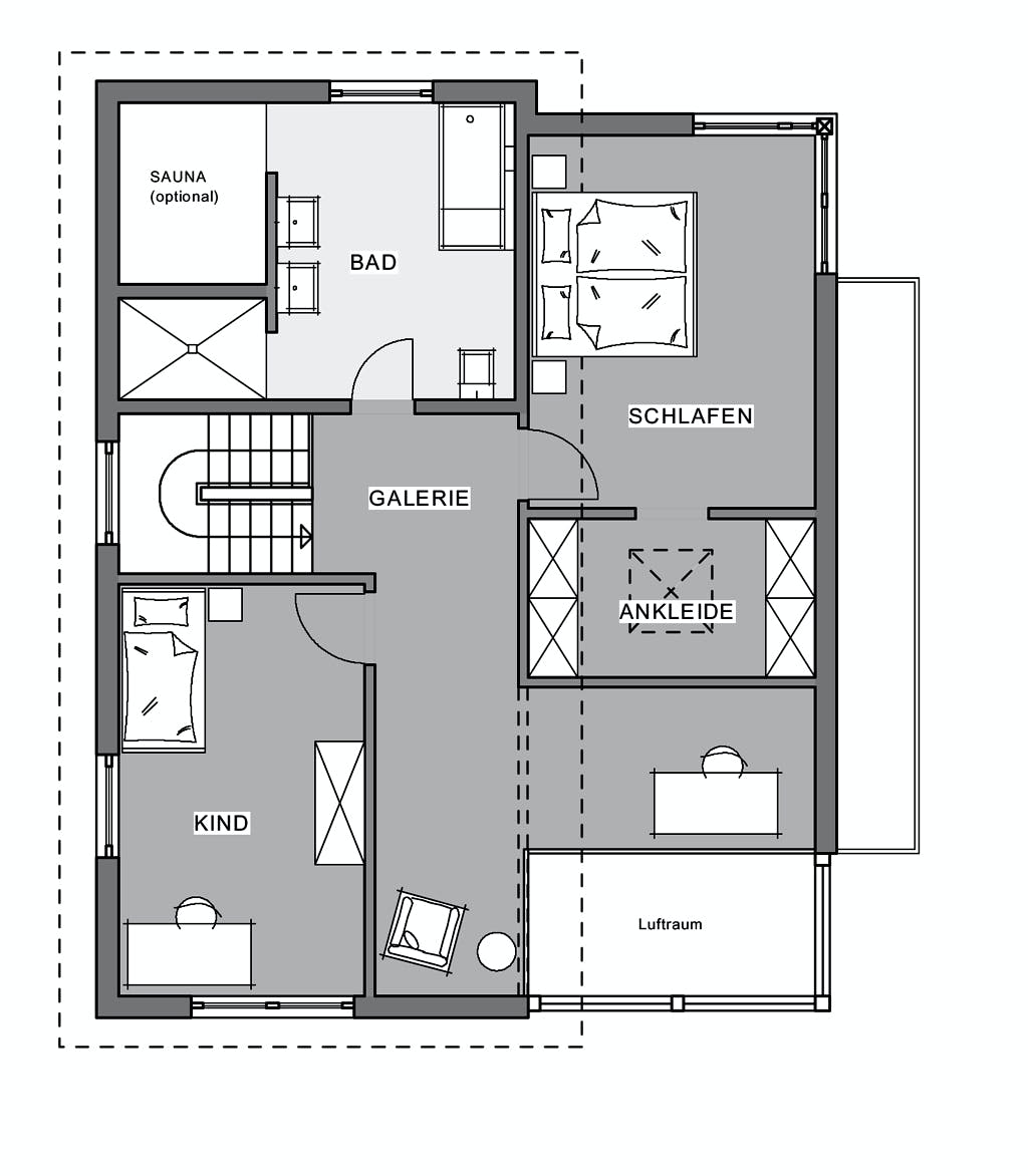 Fertighaus Effizienzhaus von Meisterstück-HAUS, Pultdachhaus Grundriss 1