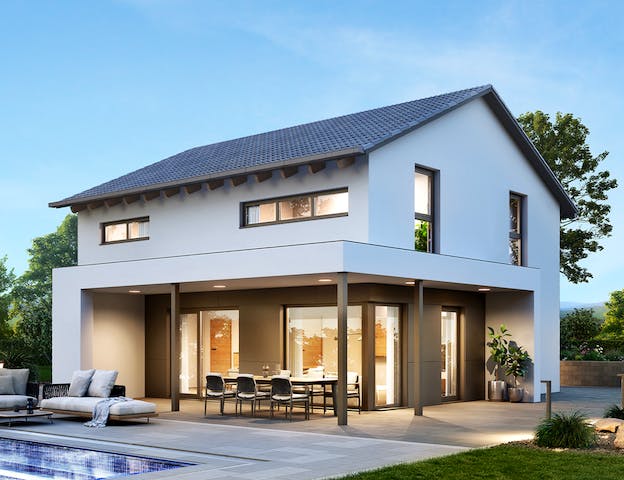 Energieeffizientes Fertighaus mit Satteldach
