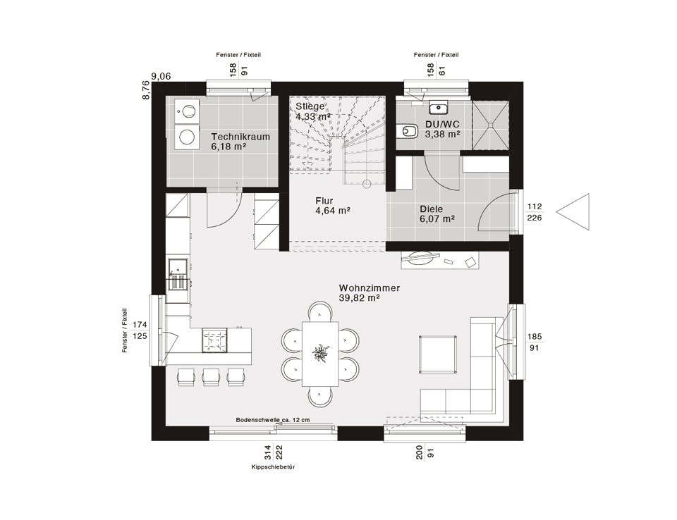 Fertighaus ELK Design 127 - Satteldach von ELK Fertighaus, Satteldach-Klassiker Grundriss 1
