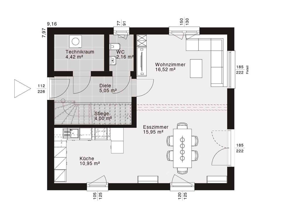 Fertighaus ELK Life 117 - Flachdach von ELK Fertighaus, Cubushaus Grundriss 1
