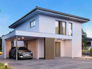 Fertighaus ELK Life 129 - Walmdach von ELK Fertighaus, Stadtvilla Außenansicht 2