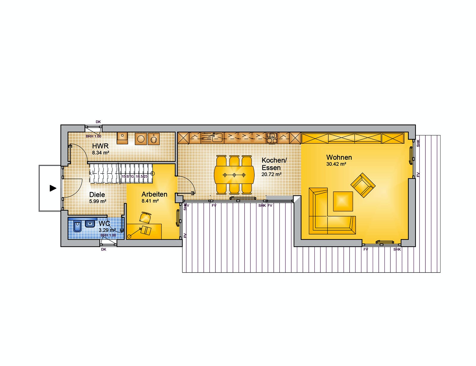 Fertighaus EXU - 145-F von Erkens Holztechnik Ausbauhaus ab 250000€, Cubushaus Grundriss 1