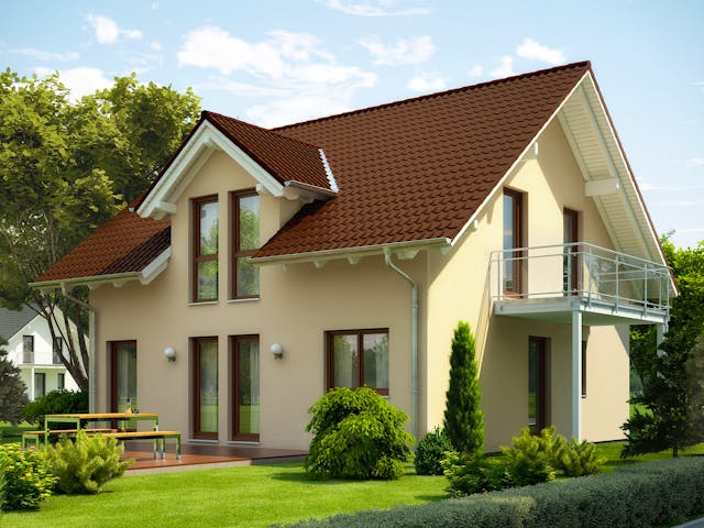 Fertighaus EVOLUTION 143 V2 von Bien-Zenker Schlüsselfertig ab 340521€, Satteldach-Klassiker Außenansicht 1