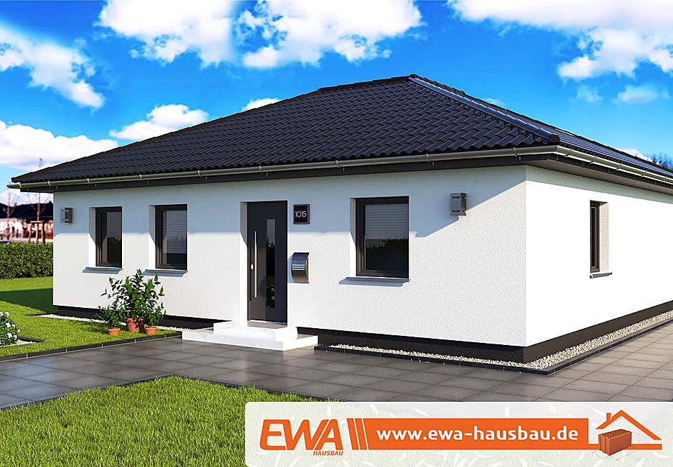 Massivhaus Bungalow Amrum von EWA Hausbau Schlüsselfertig ab 221990€, Bungalow Außenansicht 1