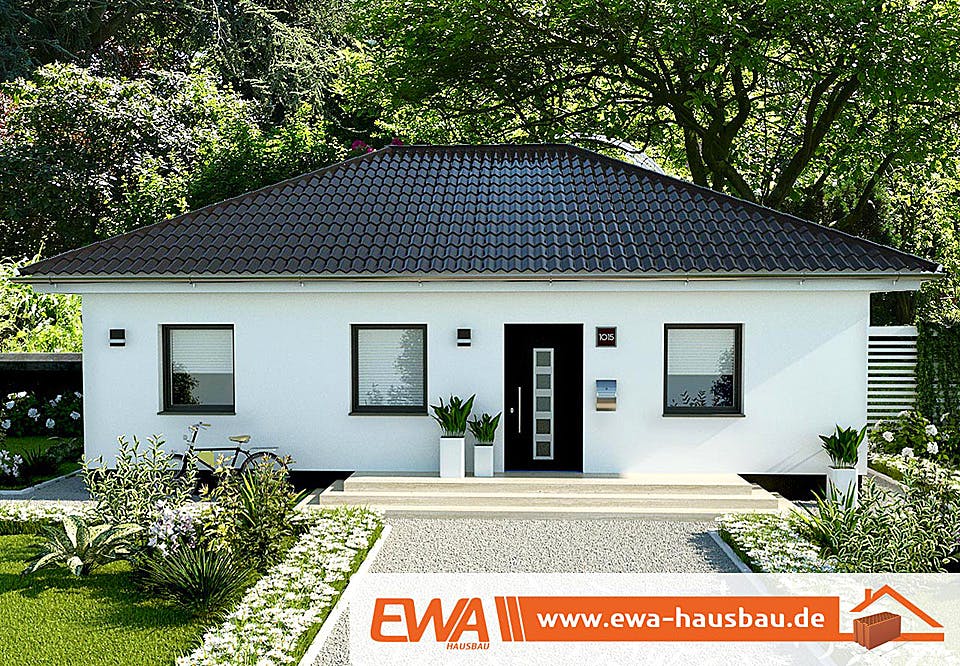 Massivhaus Bungalow Fehmarn von EWA Hausbau Schlüsselfertig ab 217990€, Bungalow Außenansicht 1