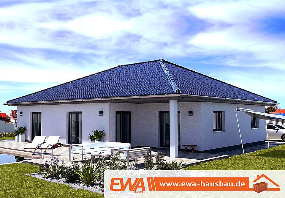 Massivhaus Bungalow Müritz von EWA Hausbau Schlüsselfertig ab 273990€, Bungalow Außenansicht 1