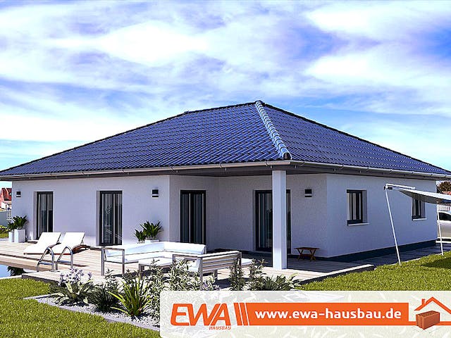 Massivhaus Bungalow Müritz von EWA Hausbau Schlüsselfertig ab 273990€, Bungalow Außenansicht 1