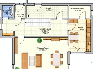 Fertighaus Linea von Fingerhut Haus Schlüsselfertig ab 531052€, Cubushaus Grundriss 1