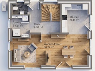 Massivhaus Satteldach 108 von AMR-Wohnbau Schlüsselfertig ab 279000€, Satteldach-Klassiker Grundriss 1