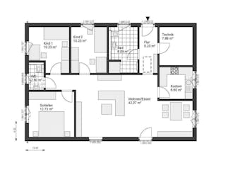 Fertighaus White&Black Bungalow 105 von WHITE&BLACK Fertighäuser Ausbauhaus ab 164253€, Bungalow Grundriss 1