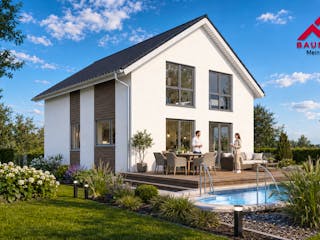 Massivhaus Trendhaus Junge Familie 135 und Keller mit LIAPLAN gebaut von Mein Haus Bausysteme, Außenansicht 11