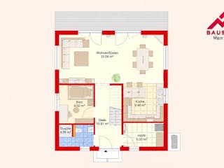 Massivhaus Trendhaus Junge Familie 135 und Keller mit LIAPLAN gebaut von Mein Haus Bausysteme, Grundriss 4
