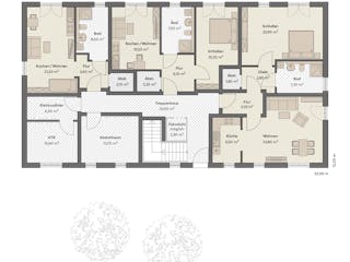 Massivhaus Haus Ahrensfelde (6 WE) von ROTH MASSIVHAUS Schlüsselfertig ab 1207000€, Satteldach-Klassiker Grundriss 1