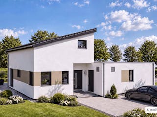 Fertighaus Junto 168 von Fingerhut Haus Schlüsselfertig ab 596025€, Pultdachhaus Außenansicht 2