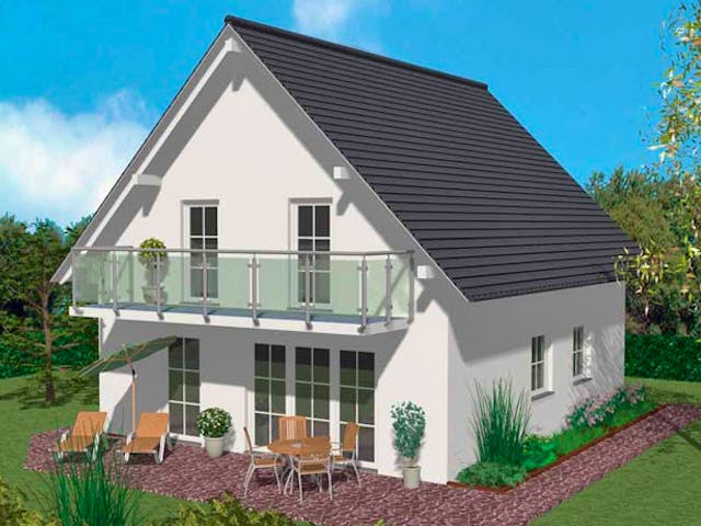 Massivhaus Family Kompakt von Wagener Systemhausbau Schlüsselfertig ab 244000€, Satteldach-Klassiker Außenansicht 1