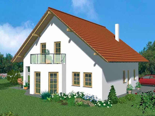 Massivhaus Familyhaus von Wagener Systemhausbau Schlüsselfertig ab 290000€, Satteldach-Klassiker Außenansicht 1