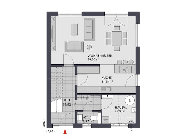 Massivhaus Concept Design 122 edition - Walmdach von FAVORIT Massivhaus Schlüsselfertig ab 304590€, Stadtvilla Grundriss 1