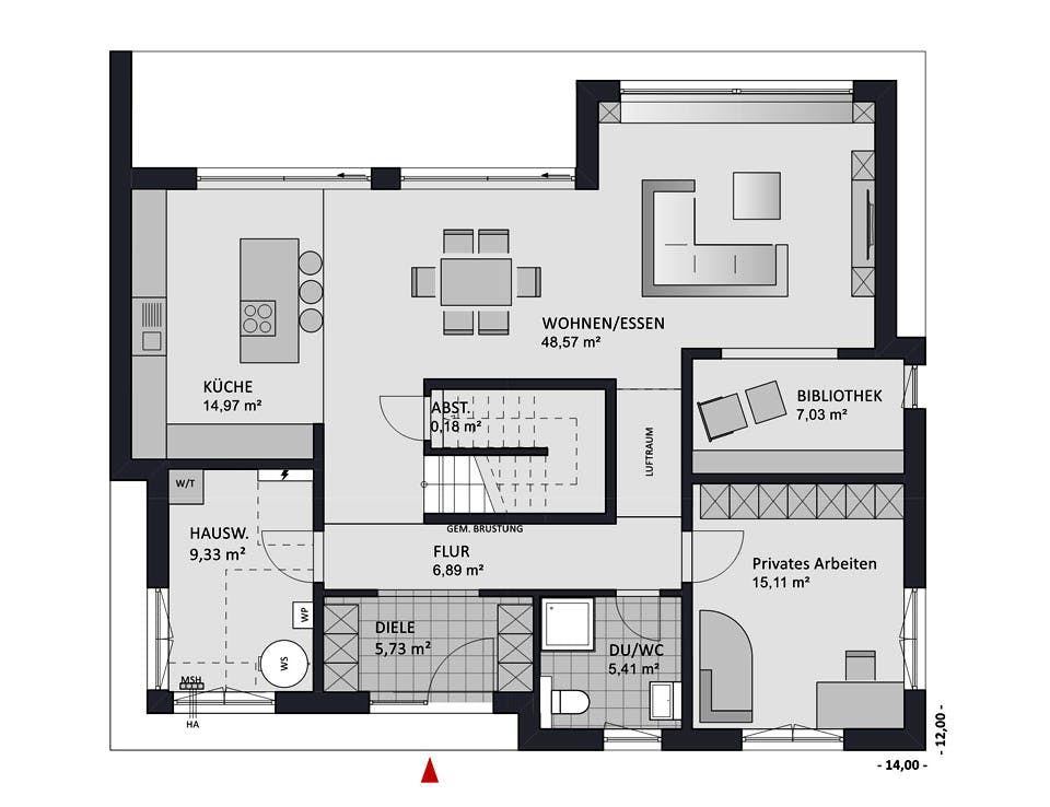 Massivhaus Concept Design 245 edition von FAVORIT Massivhaus Schlüsselfertig ab 530310€, Cubushaus Grundriss 1