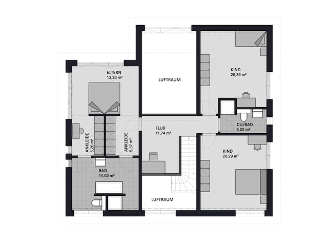 Massivhaus Creativ Sun 211 edition von FAVORIT Massivhaus Schlüsselfertig ab 515850€, Pultdachhaus Grundriss 2