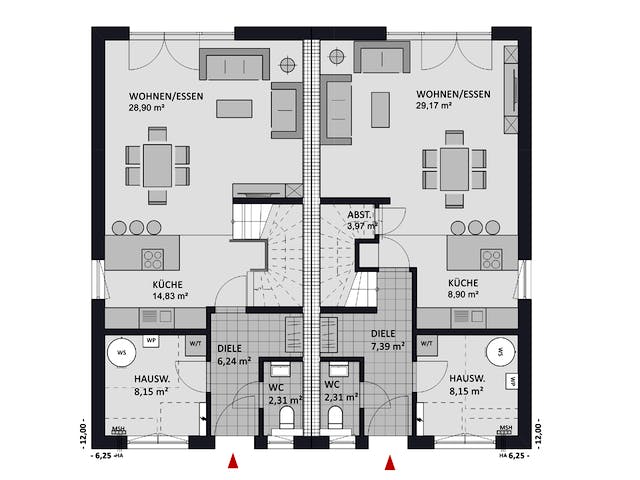 Massivhaus Finesse 166 edition von FAVORIT Massivhaus Schlüsselfertig ab 343400€, Cubushaus Grundriss 1