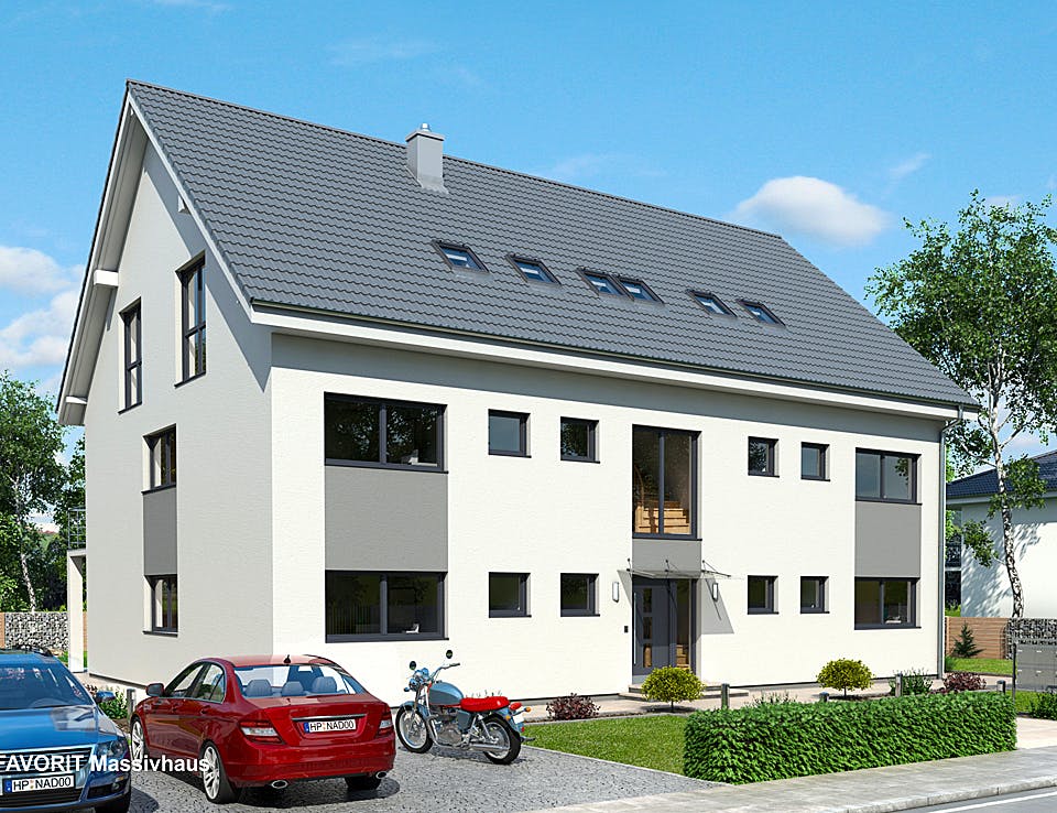 Massivhaus Format 6-484 von FAVORIT Massivhaus Schlüsselfertig ab 1148720€, Satteldach-Klassiker Außenansicht 1
