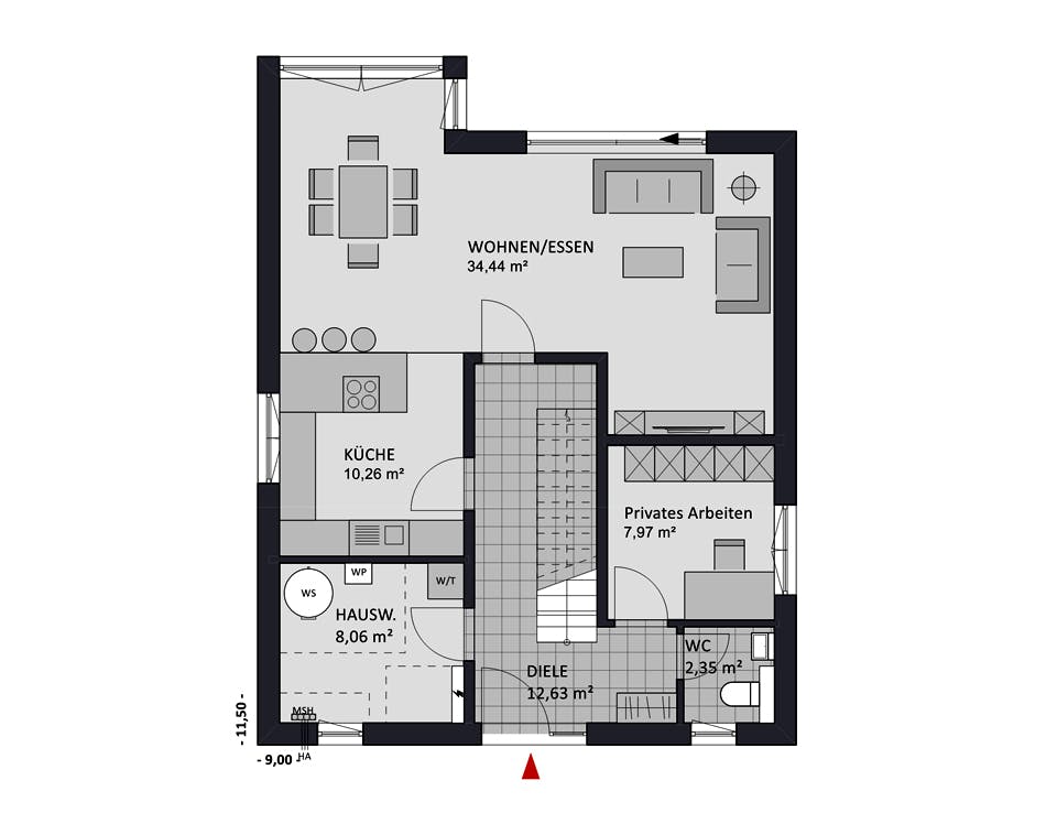 Massivhaus Noblesse 142 editon von FAVORIT Massivhaus Schlüsselfertig ab 333990€, Satteldach-Klassiker Grundriss 1