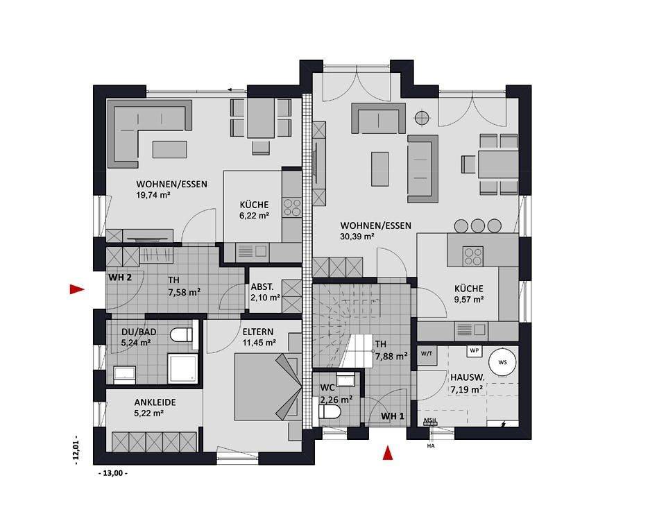Massivhaus Premium 152/58 edition von FAVORIT Massivhaus Schlüsselfertig ab 490990€, Satteldach-Klassiker Grundriss 1