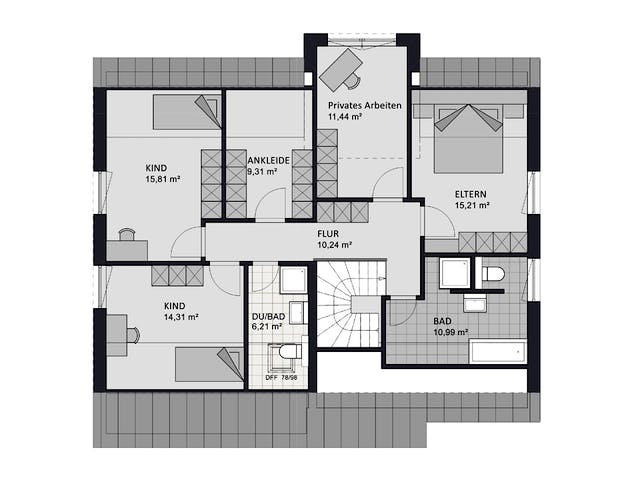 Massivhaus Premium 152/58 edition von FAVORIT Massivhaus Schlüsselfertig ab 490990€, Satteldach-Klassiker Grundriss 2