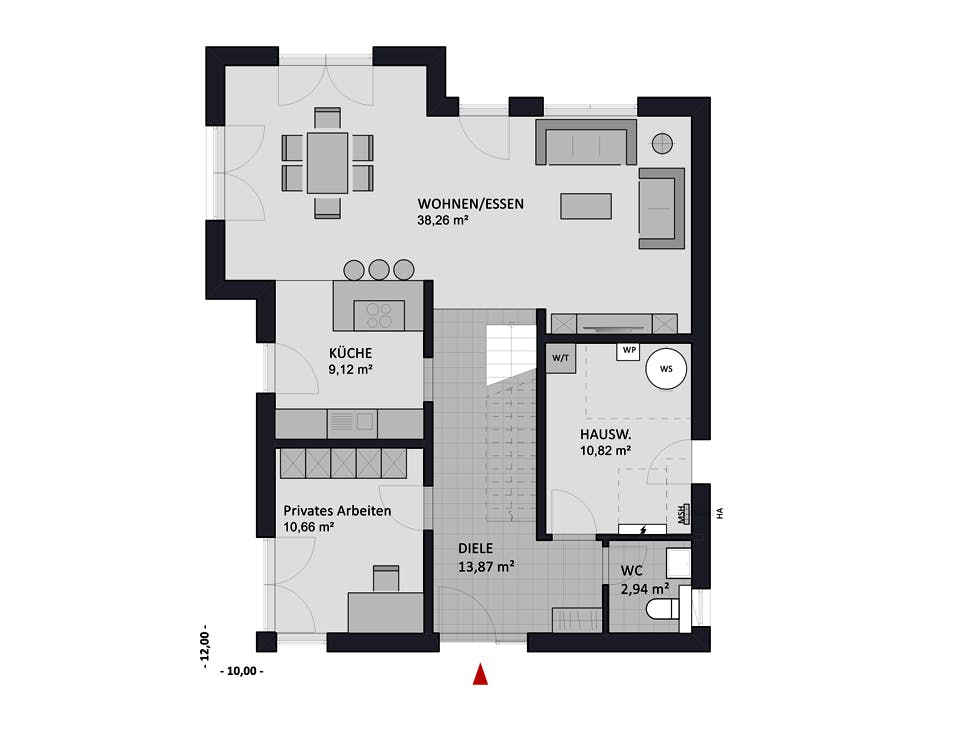Massivhaus Select 157 edition von FAVORIT Massivhaus Schlüsselfertig ab 374650€, Satteldach-Klassiker Grundriss 1