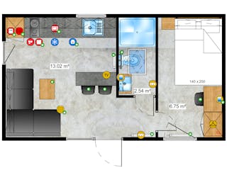 Fertighaus Chalet One von Easy Homes - Tiny- & Modulhäuser Schlüsselfertig ab 89900€, Bungalow Grundriss 1