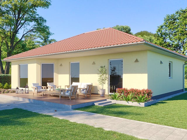 Massivhaus Bungalow Bayreuth von Febro Massivhaus Schlüsselfertig ab 204000€, Bungalow Außenansicht 1