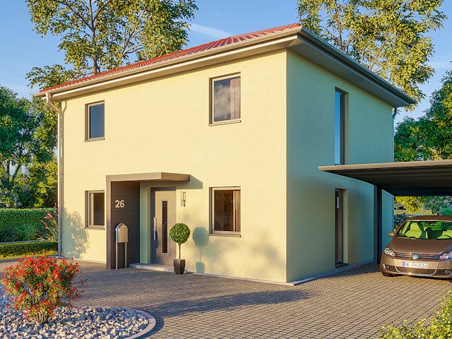 Massivhaus Stadtvilla Brandenburg von Febro Massivhaus Schlüsselfertig ab 255800€, Stadtvilla Außenansicht 1
