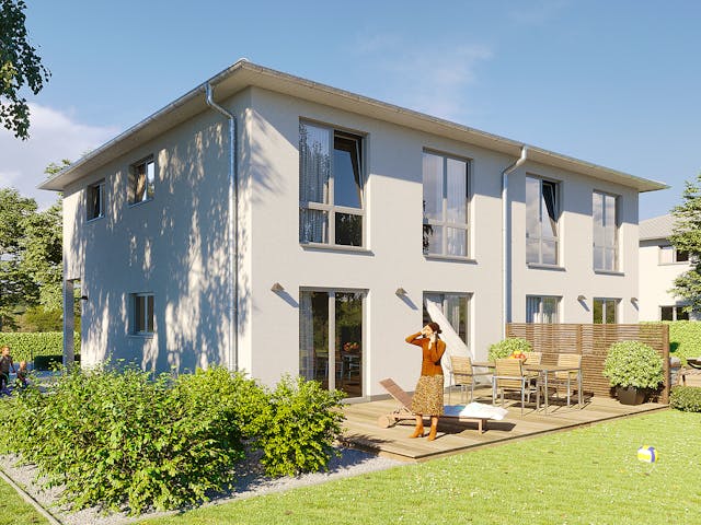 Massivhaus Doppelhaus Hamburg von Febro Massivhaus Schlüsselfertig ab 253500€, Stadtvilla Außenansicht 1