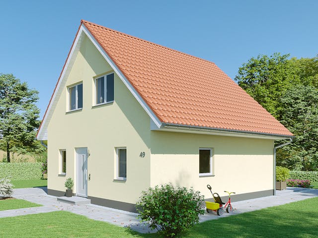 Massivhaus Einfamilienhaus Riesa von Febro Massivhaus Schlüsselfertig ab 218500€, Satteldach-Klassiker Außenansicht 1