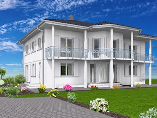 Massivhaus Stadtvilla Klassisch 277 m²  mit LIAPLAN gebaut von Mein Haus Bausysteme, Stadtvilla Außenansicht 11